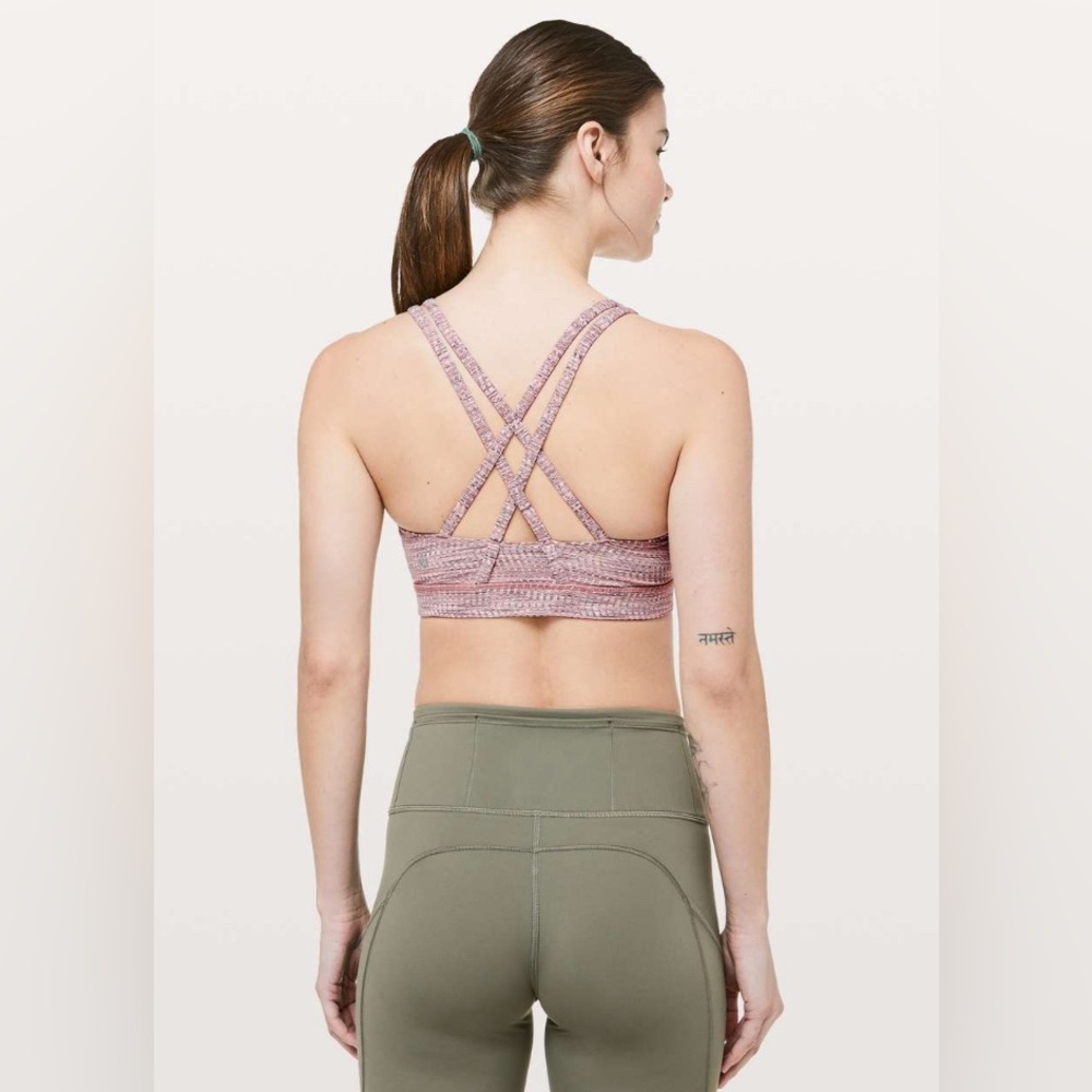 Lululemon Energy Bra Arrow Jacquard Antique Bark Copper Coil Sports Bra Size 6 - Picture 3 of 7